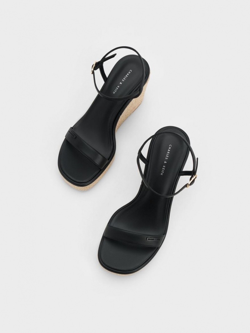 Pantofi Platforma Charles & Keith Espadrile Negrii | 075UNPIRS