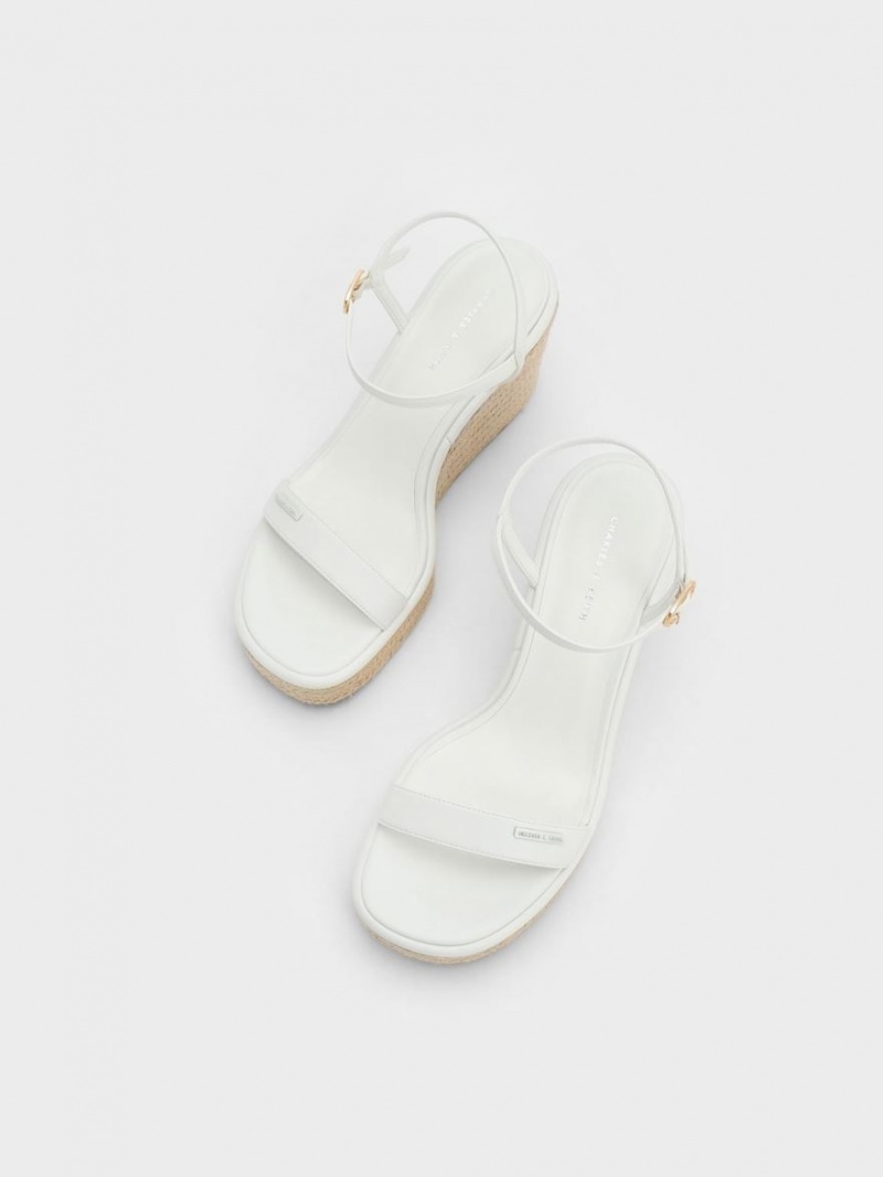 Pantofi Platforma Charles & Keith Espadrile Albi | 359SGKMAP