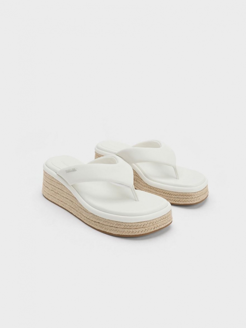 Pantofi Platforma Charles & Keith Espadrile Tanga Albi | 935MXVLIR
