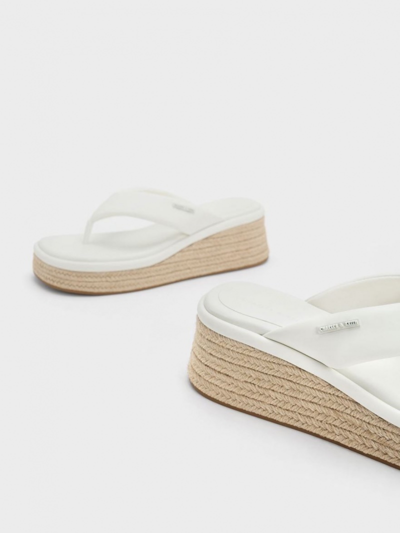 Pantofi Platforma Charles & Keith Espadrile Tanga Albi | 935MXVLIR
