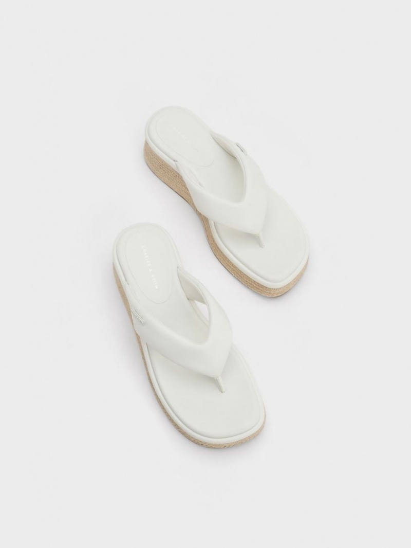 Pantofi Platforma Charles & Keith Espadrile Tanga Albi | 935MXVLIR
