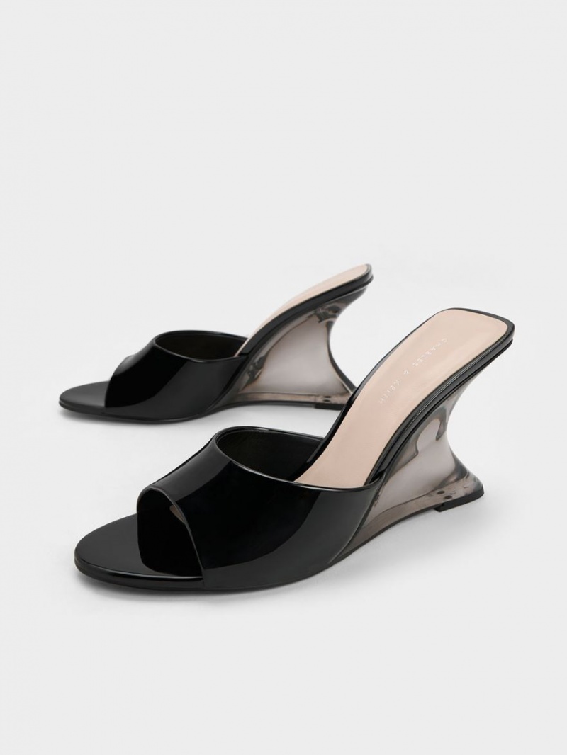 Pantofi Platforma Charles & Keith Lacuita Sculptural Heel Negrii | 109ZVHAYX