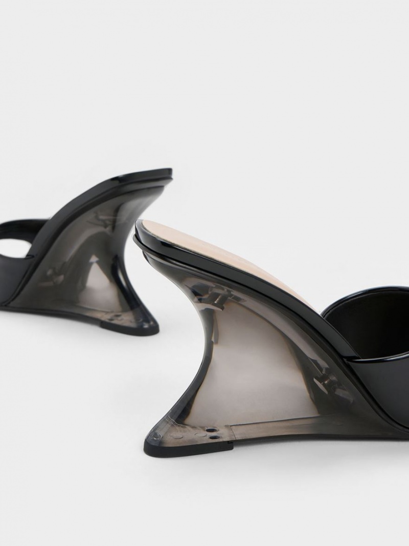 Pantofi Platforma Charles & Keith Lacuita Sculptural Heel Negrii | 109ZVHAYX