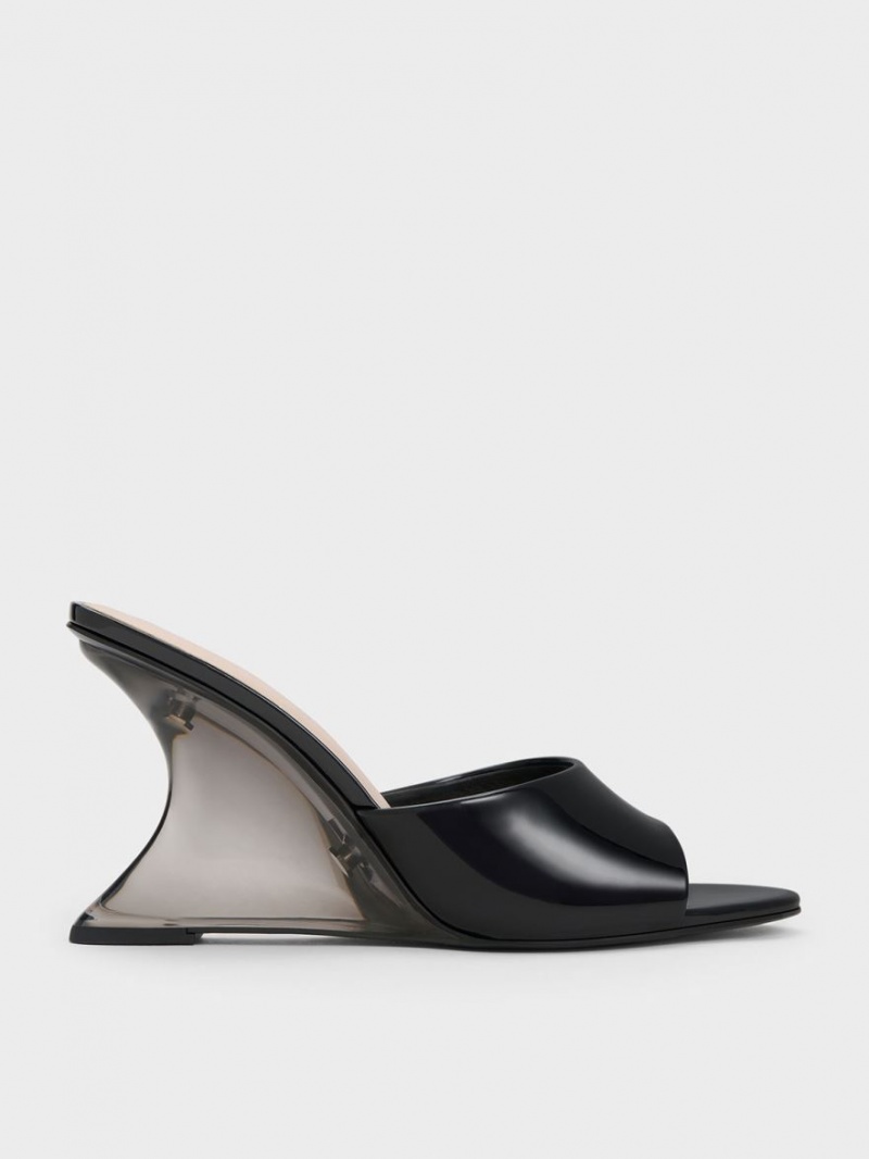 Pantofi Platforma Charles & Keith Lacuita Sculptural Heel Negrii | 109ZVHAYX