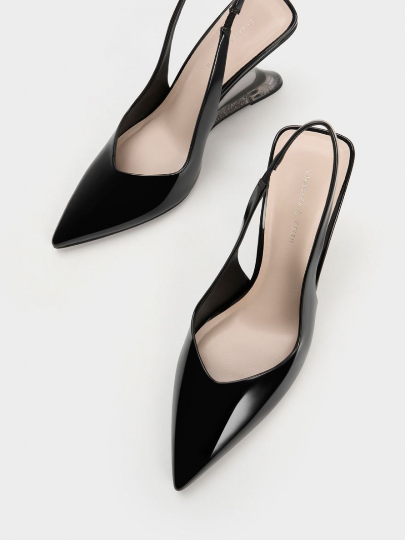 Pantofi Platforma Charles & Keith Lacuita Sculptural Slingback Negrii | 631ZYGJMT