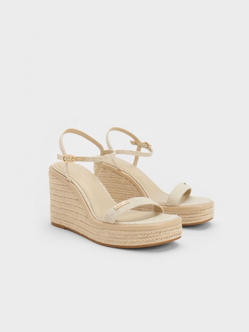 Pantofi Platforma Charles & Keith Linen Espadrile Bej | 586EXLPGI