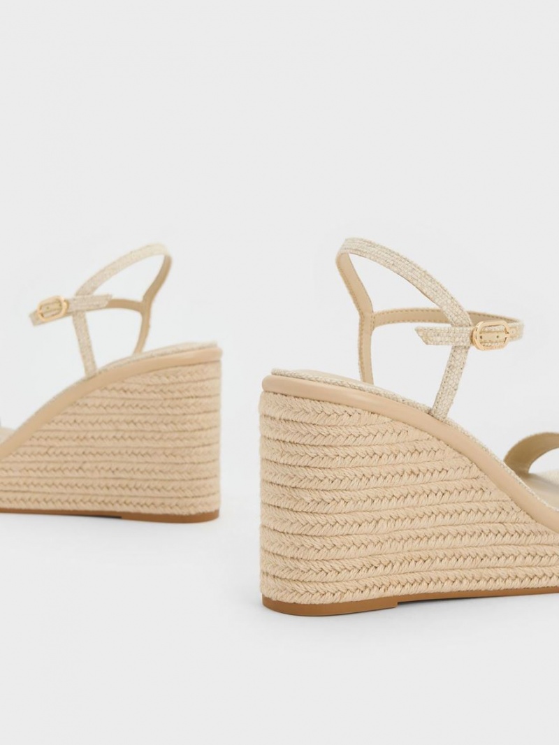 Pantofi Platforma Charles & Keith Linen Espadrile Bej | 586EXLPGI