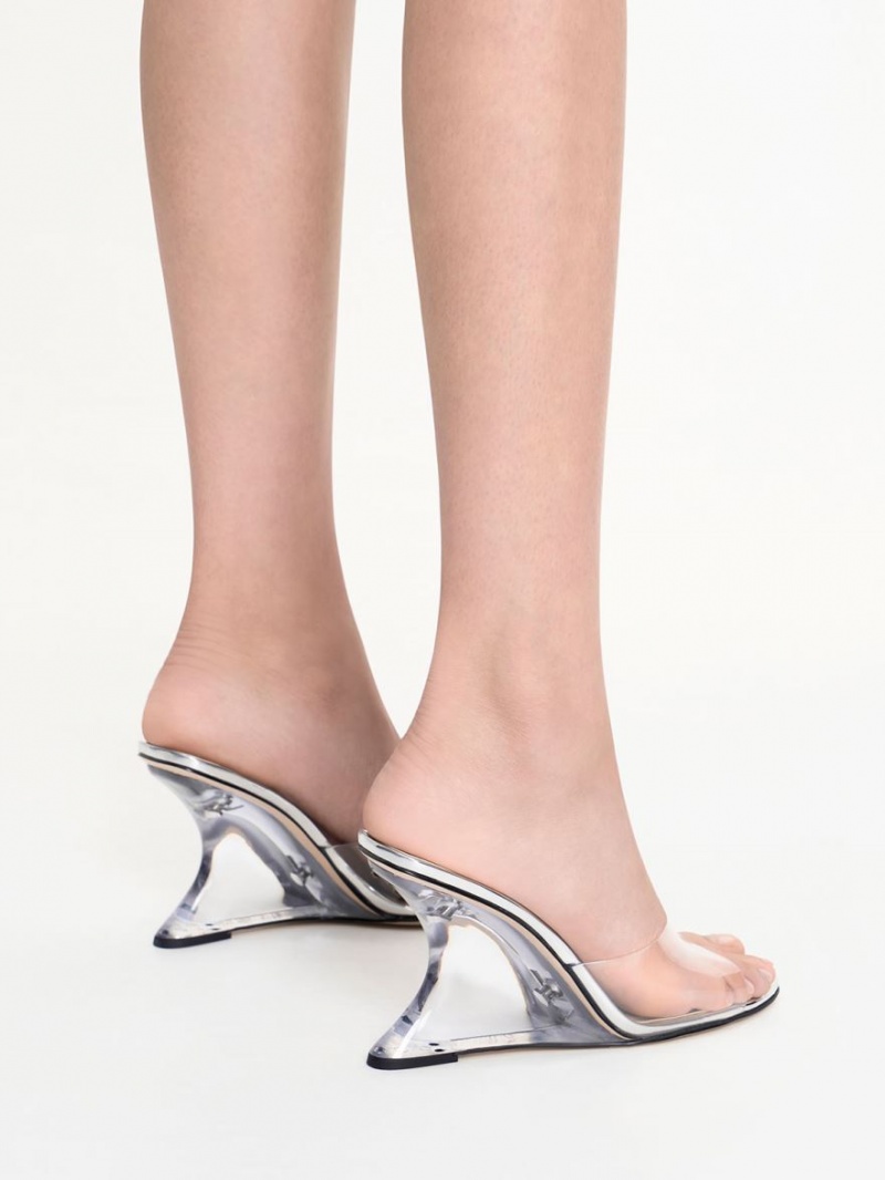 Pantofi Platforma Charles & Keith Metallic Sculptural Heel Argintii | 542XZNLFP