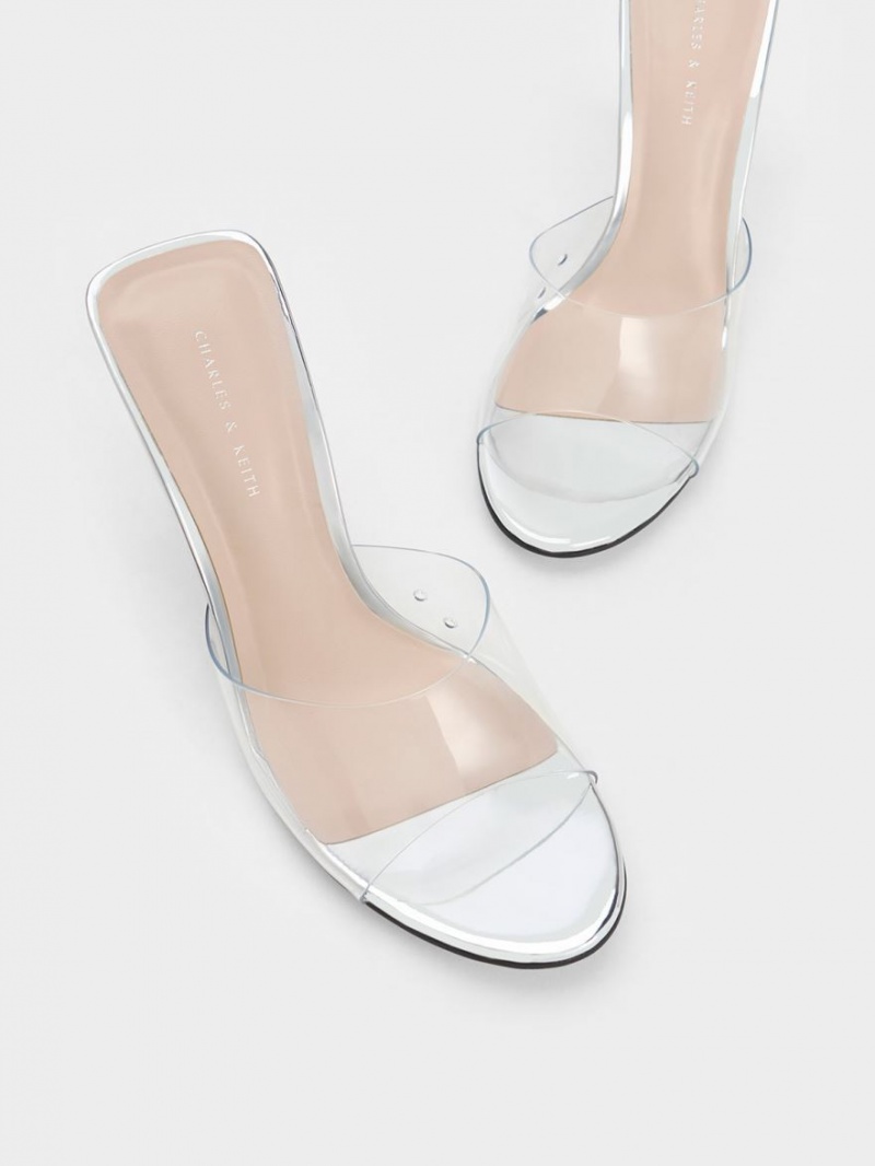 Pantofi Platforma Charles & Keith Metallic Sculptural Heel Argintii | 542XZNLFP