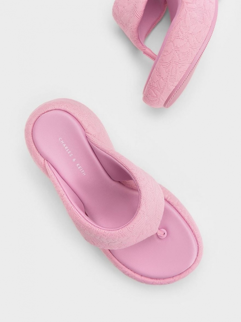 Pantofi Platforma Charles & Keith Noemi Tricotate Platforma Roz | 430MTWYCF