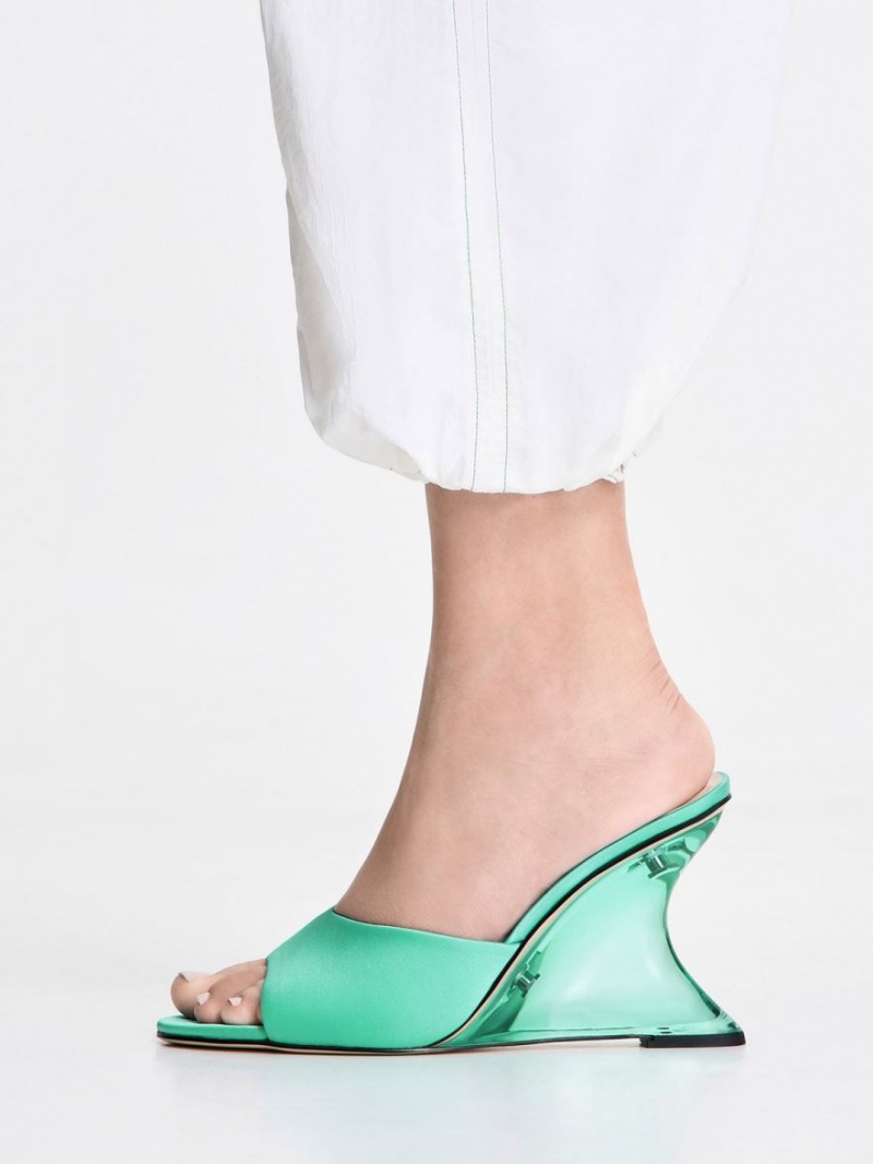 Pantofi Platforma Charles & Keith Recycled Polyester Sculptural Heel Turcoaz | 815LHEFRN