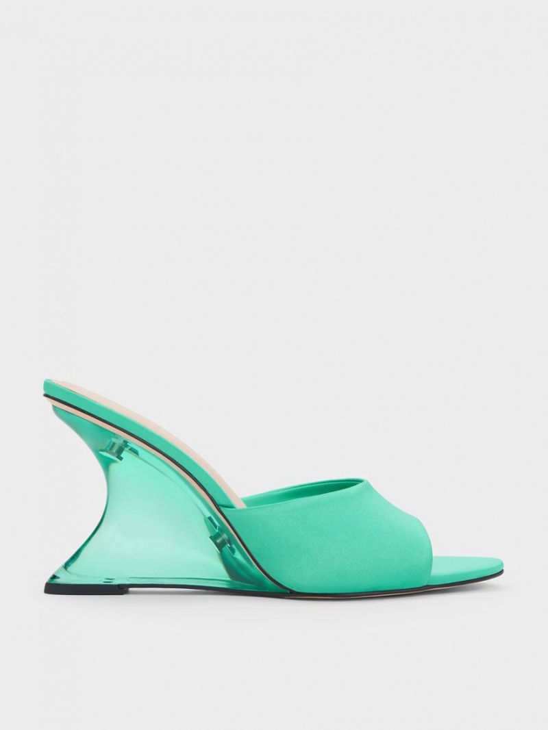 Pantofi Platforma Charles & Keith Recycled Polyester Sculptural Heel Turcoaz | 815LHEFRN