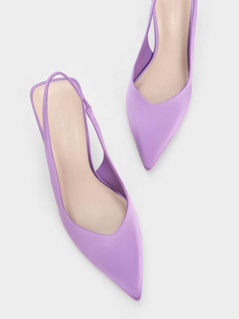 Pantofi Platforma Charles & Keith Reycled Polyester Sculptural Slingback Violet | 857SGQKPB