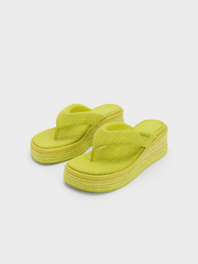 Pantofi Platforma Charles & Keith Woven Espadrile Tanga Verzi Deschis | 523GHUQBP