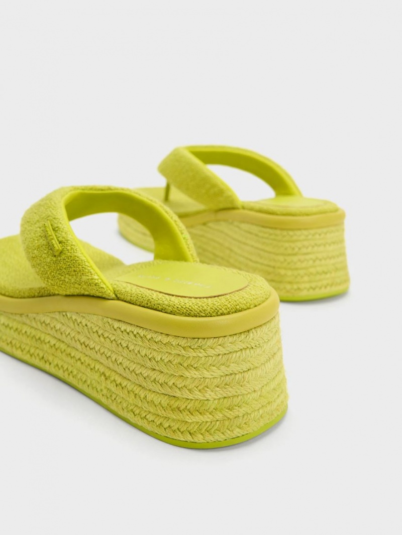 Pantofi Platforma Charles & Keith Woven Espadrile Tanga Verzi Deschis | 523GHUQBP
