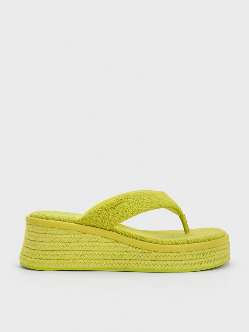 Pantofi Platforma Charles & Keith Woven Espadrile Tanga Verzi Deschis | 523GHUQBP