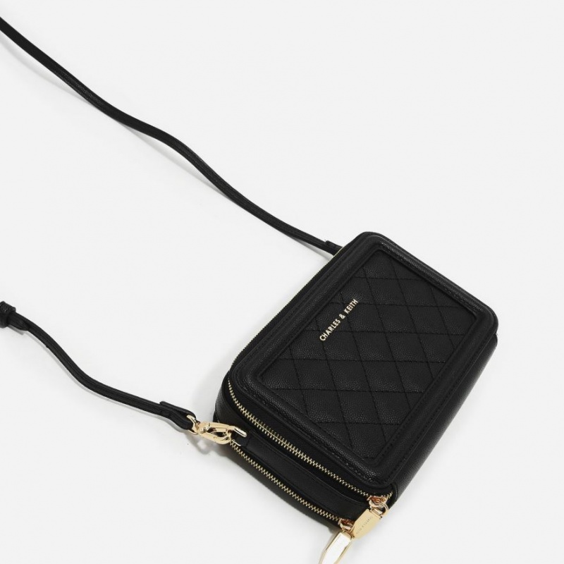 Portofel Charles & Keith Matlasat Boxy Long Negrii | 517OUXACJ