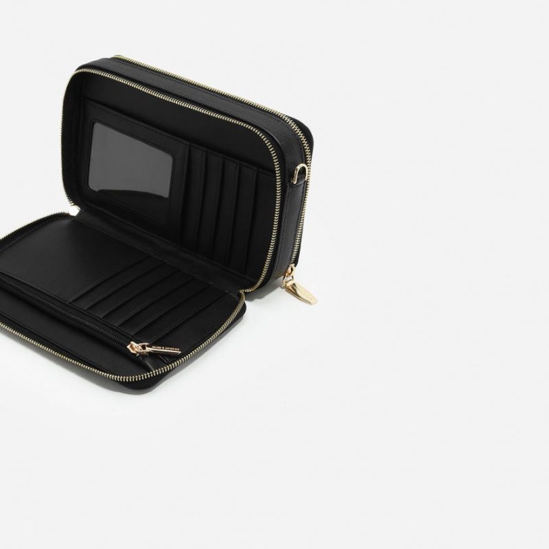 Portofel Charles & Keith Matlasat Boxy Long Negrii | 517OUXACJ