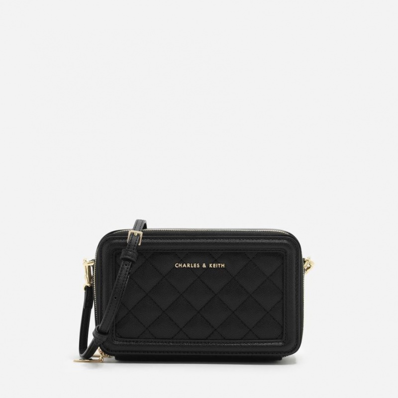 Portofel Charles & Keith Matlasat Boxy Long Negrii | 517OUXACJ
