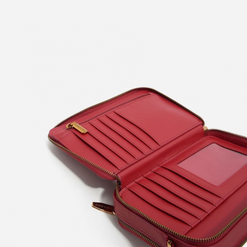 Portofel Charles & Keith Matlasat Boxy Long Rosii | 153DOWNKH