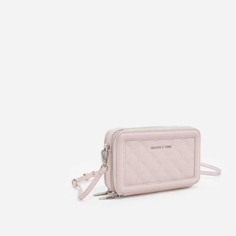 Portofel Charles & Keith Matlasat Boxy Long Roz | 546DOFQVZ