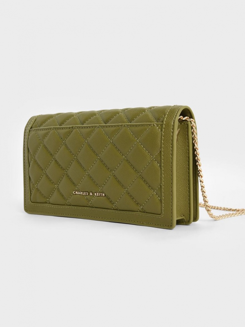 Portofel Charles & Keith Micaela Matlasat Long Masline Verzi | 783JSTRCG