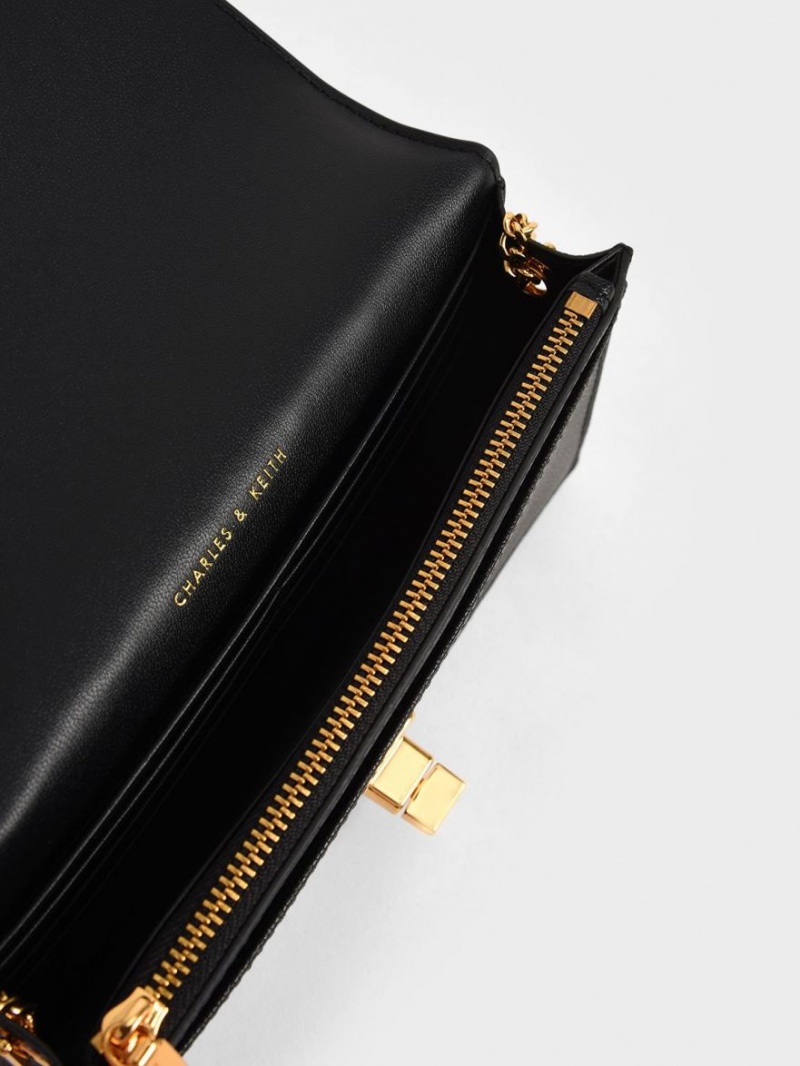 Portofel Charles & Keith Micaela Matlasat Long Negrii | 681HDTWAX