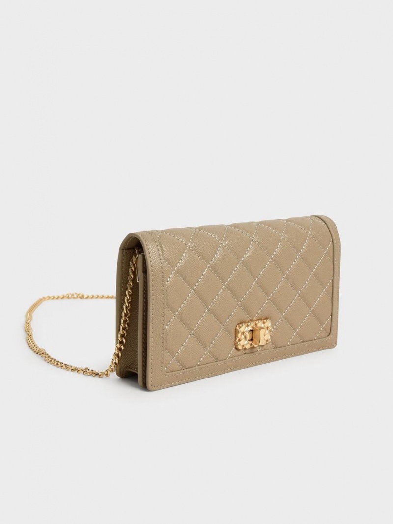 Portofel Charles & Keith Micaela Matlasat Long Maro | 253CVPEJO