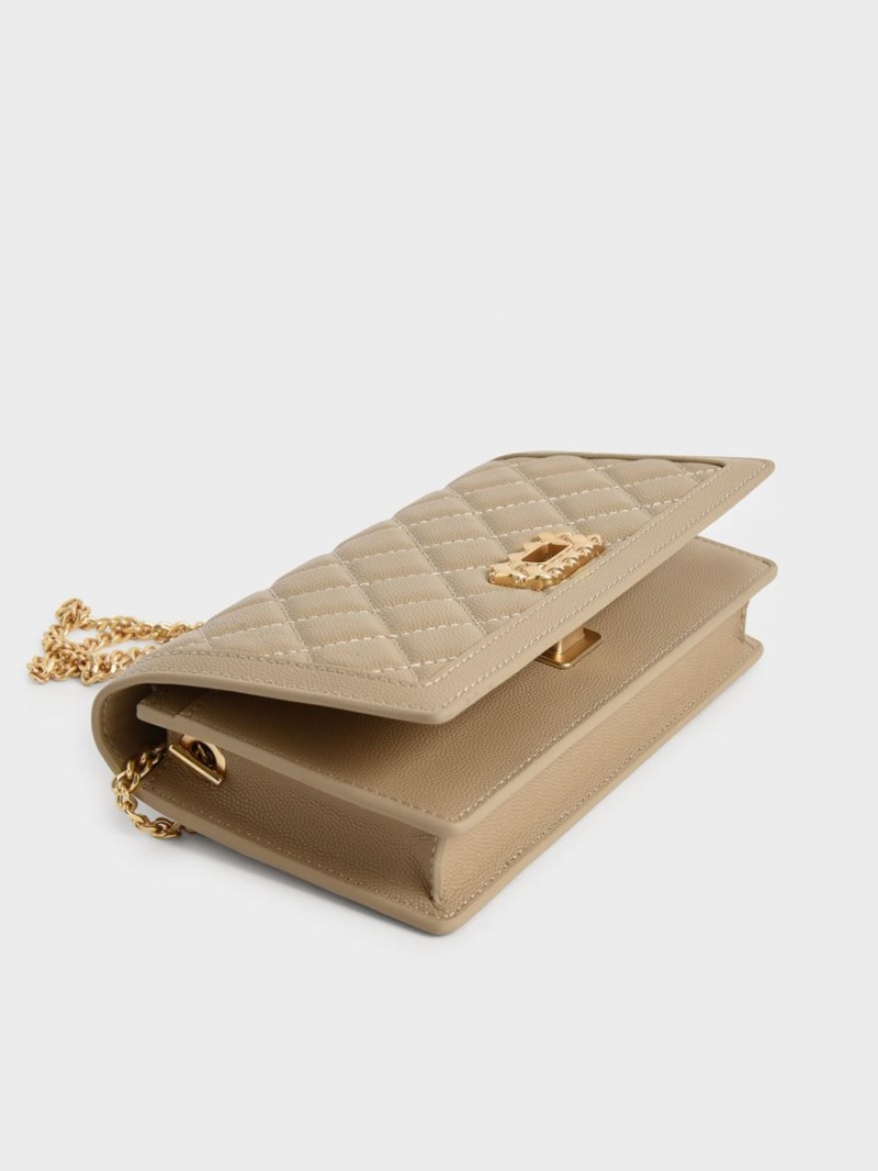 Portofel Charles & Keith Micaela Matlasat Long Maro | 253CVPEJO