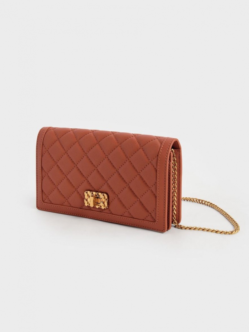 Portofel Charles & Keith Micaela Matlasat Long Rosii Inchis | 903MLKDPH