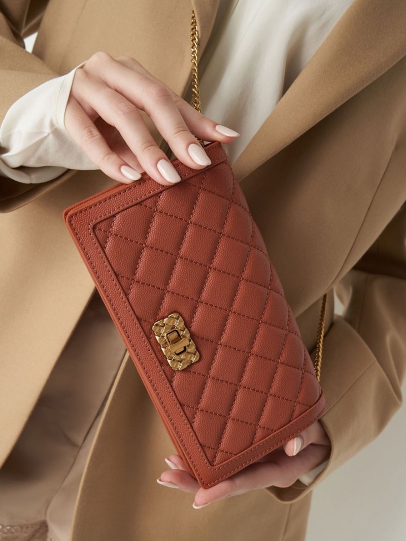 Portofel Charles & Keith Micaela Matlasat Long Rosii Inchis | 903MLKDPH