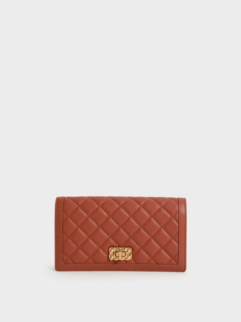 Portofel Charles & Keith Micaela Matlasat Long Rosii Inchis | 903MLKDPH