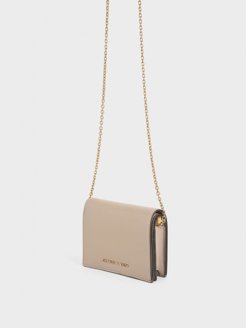 Portofel Charles & Keith Snap Button Mini Scurte Bej | 584XKGMQT
