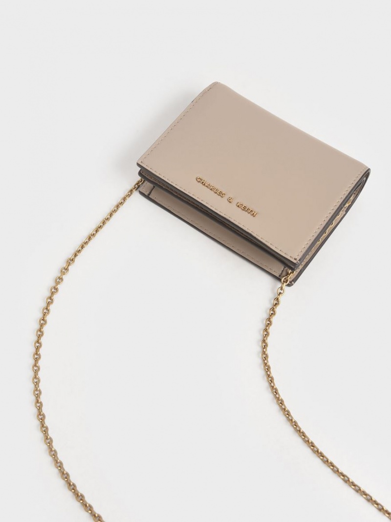 Portofel Charles & Keith Snap Button Mini Scurte Bej | 584XKGMQT