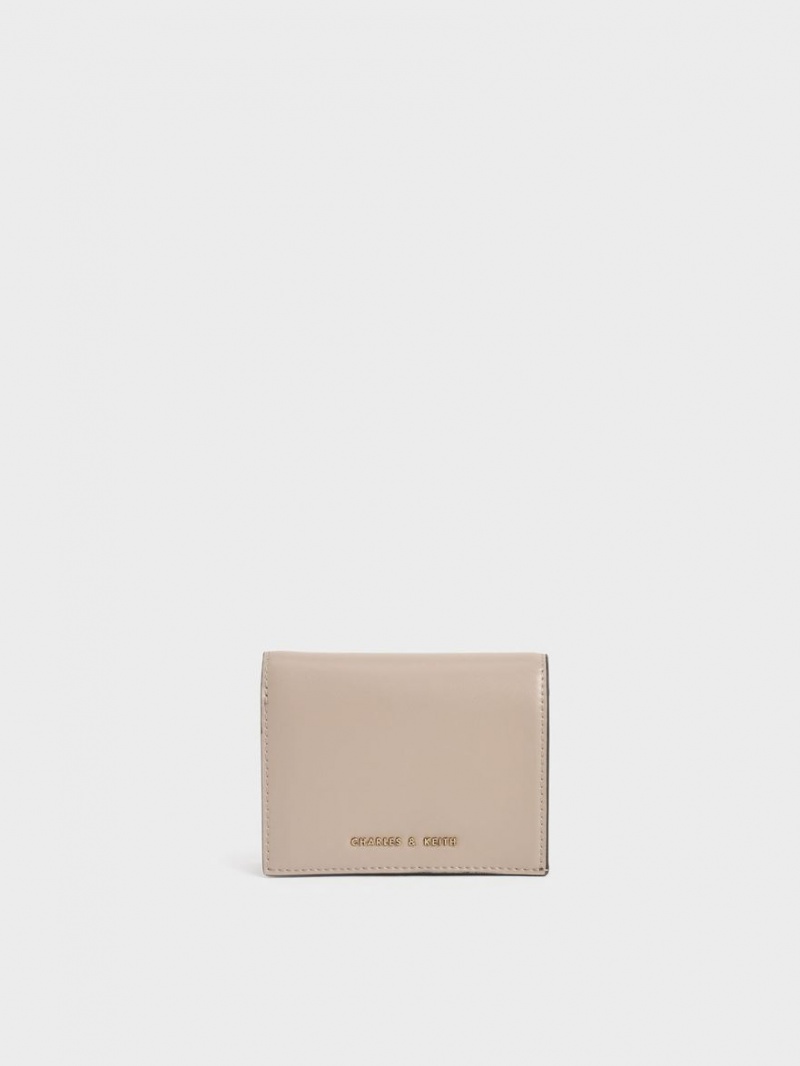 Portofel Charles & Keith Snap Button Mini Scurte Bej | 584XKGMQT
