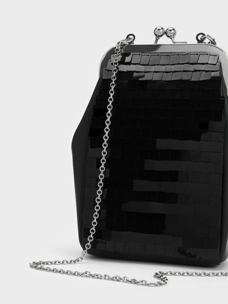 Pouches Charles & Keith Disc-Embellished Chain Handle Negrii | 250RGYIBF