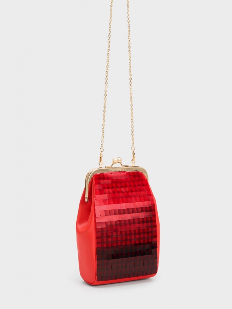 Pouches Charles & Keith Disc-Embellished Chain Handle Rosii | 694YKIQDO
