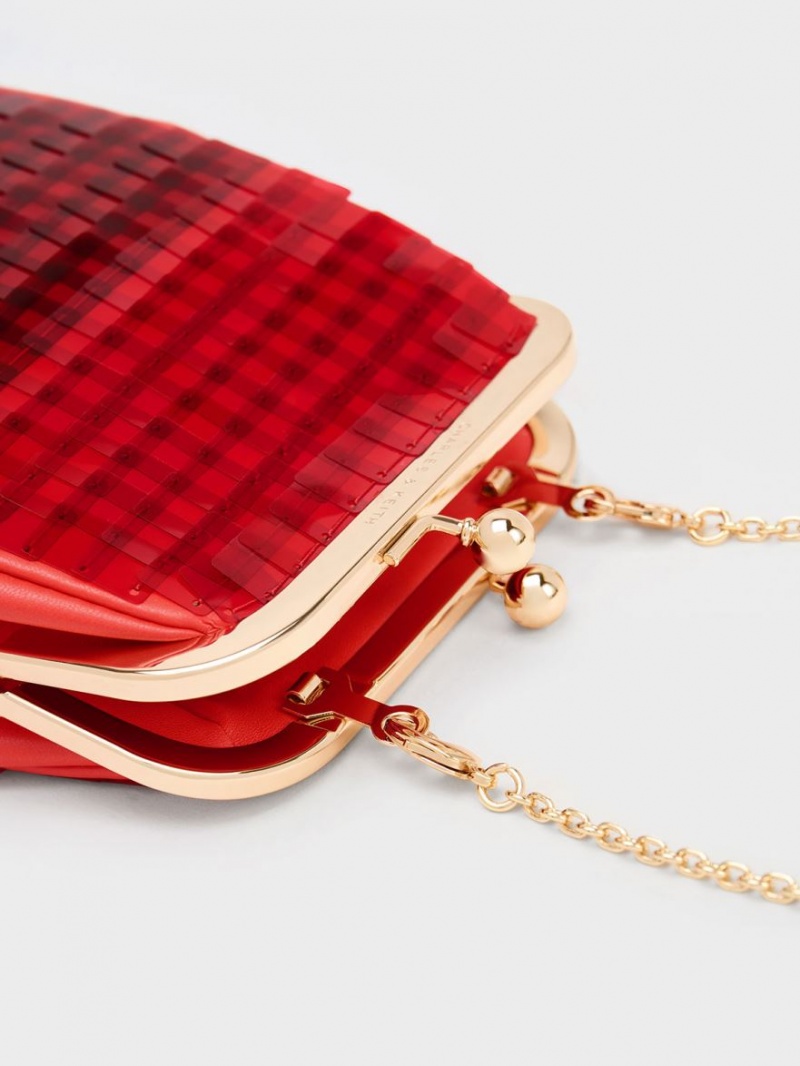 Pouches Charles & Keith Disc-Embellished Chain Handle Rosii | 694YKIQDO