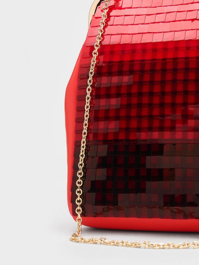 Pouches Charles & Keith Disc-Embellished Chain Handle Rosii | 694YKIQDO