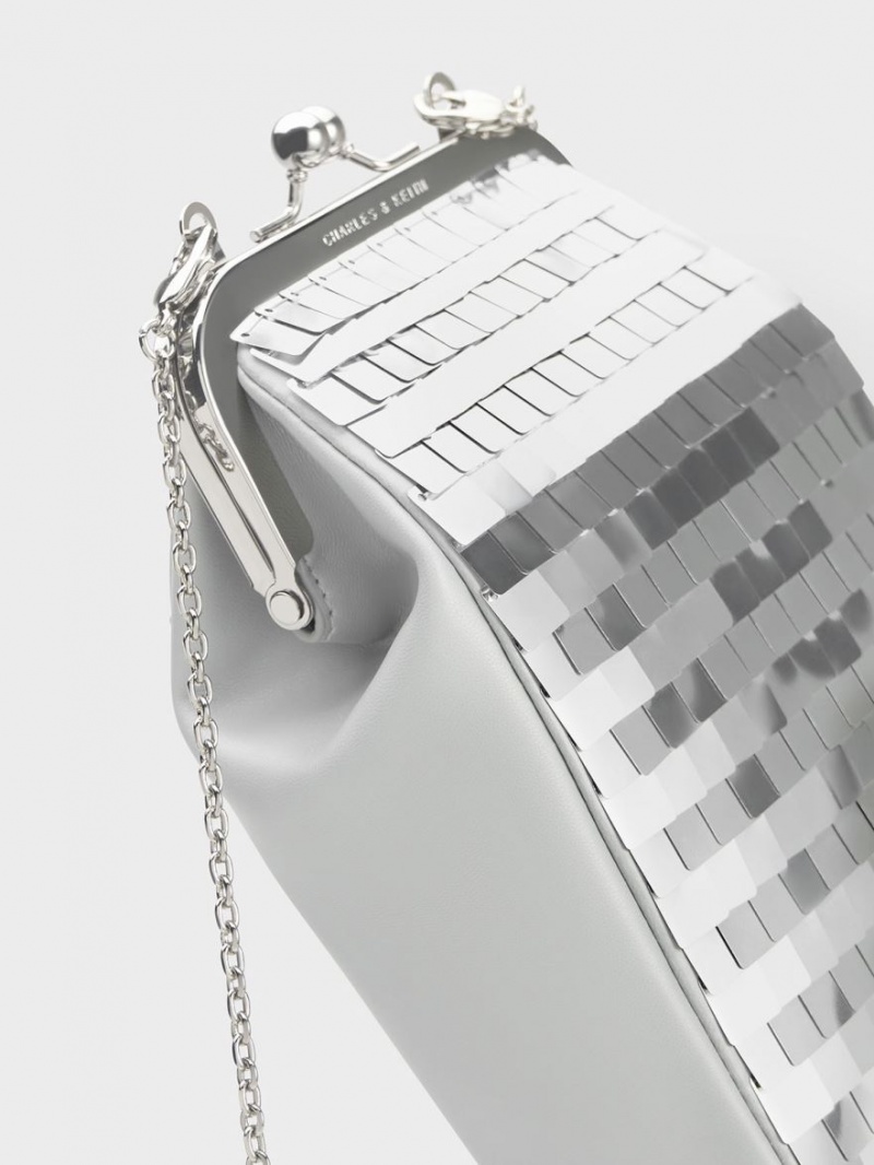 Pouches Charles & Keith Disc-Embellished Chain Handle Argintii | 325DIYJOZ