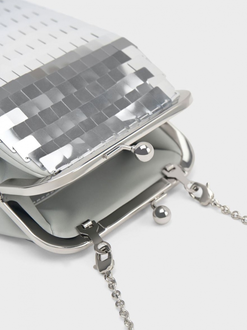 Pouches Charles & Keith Disc-Embellished Chain Handle Argintii | 325DIYJOZ