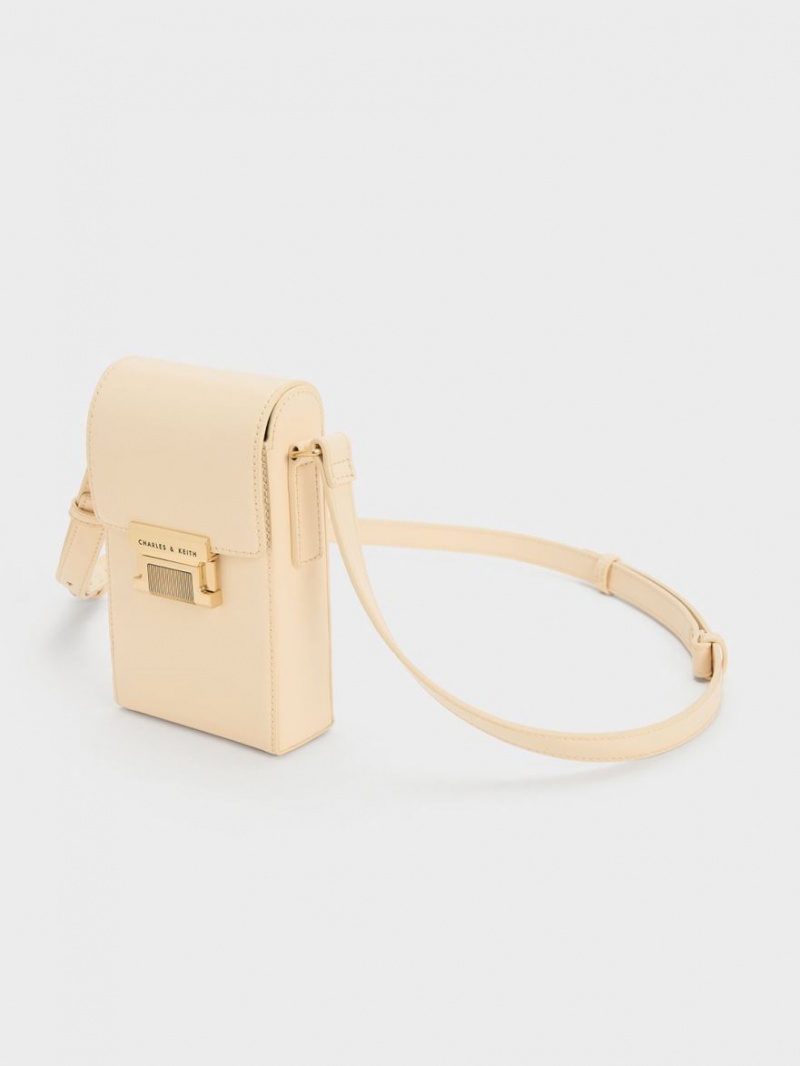 Pouches Charles & Keith Freida Metallic Accent Elongated Bej | 574YJZCRW