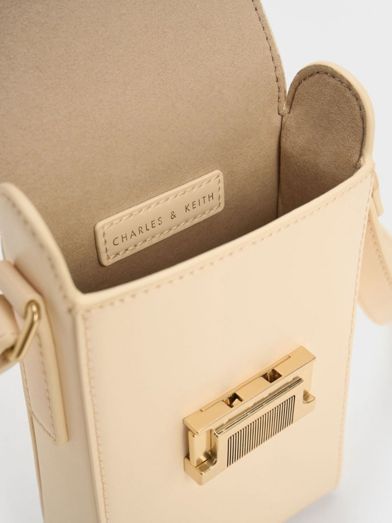 Pouches Charles & Keith Freida Metallic Accent Elongated Bej | 574YJZCRW