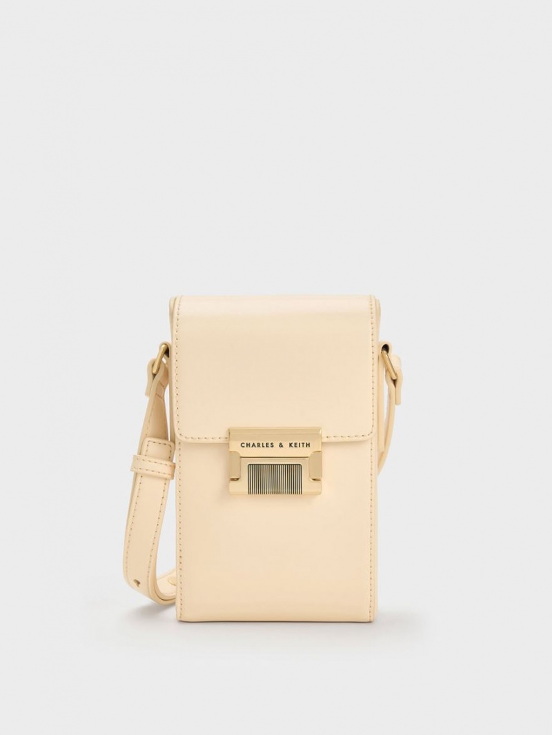 Pouches Charles & Keith Freida Metallic Accent Elongated Bej | 574YJZCRW
