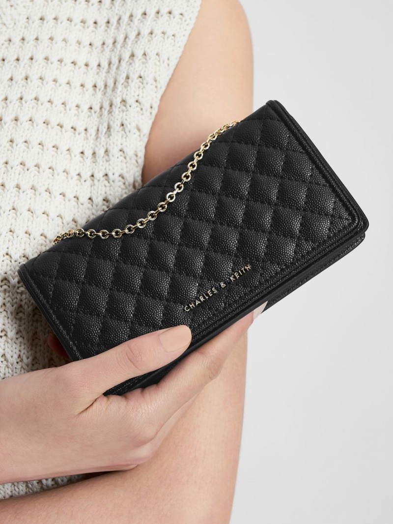 Pouches Charles & Keith Matlasat Negrii | 914ZIKJST