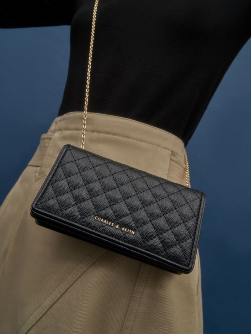 Pouches Charles & Keith Matlasat Negrii | 914ZIKJST