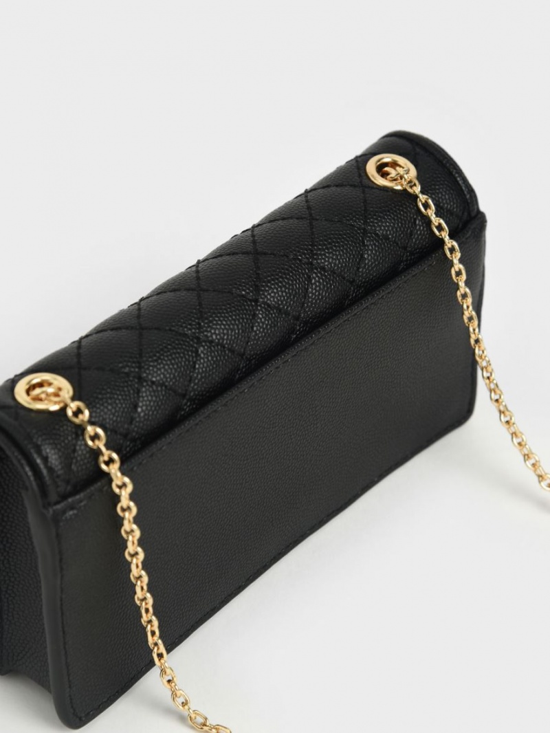 Pouches Charles & Keith Matlasat Negrii | 914ZIKJST