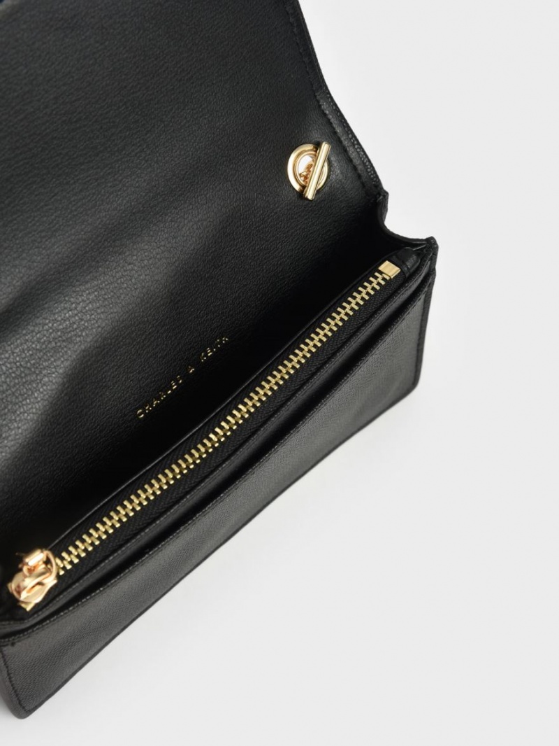 Pouches Charles & Keith Matlasat Negrii | 914ZIKJST