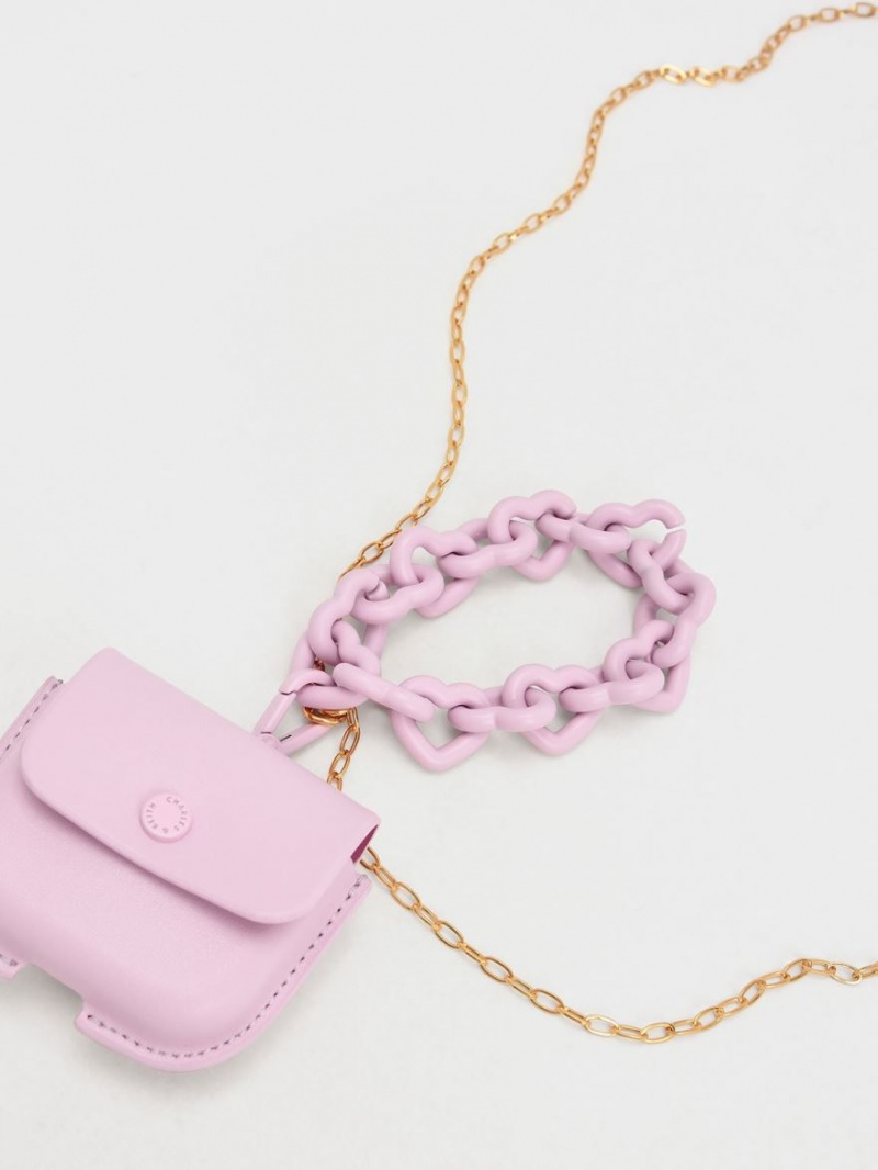 Pouches Charles & Keith Mini AirPods Roz Deschis | 205ZCBYIP