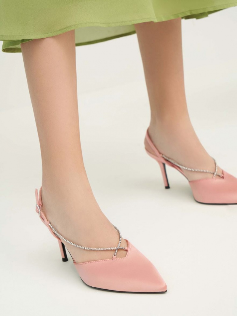 Pumps Charles & Keith Adel Recycled Polyester Gem-Curea Slingback Ballerina Roz | 690RFAGUT